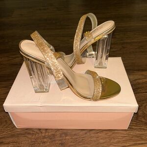 Rose Gold Strappy Glaze Heels